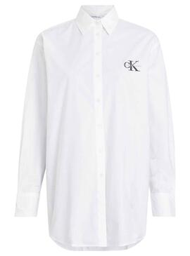 Camisa Calvin Klein Loose Monologo Branco Mulher