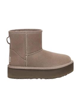 Botas UGG Classic Mini Platform Fumaça Marrom Menina