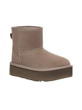 Botas UGG Classic Mini Platform Fumaça Marrom Menina