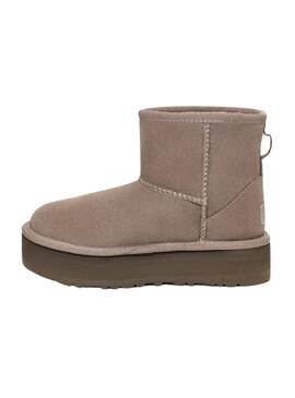 Botas UGG Classic Mini Platform Fumaça Marrom Menina