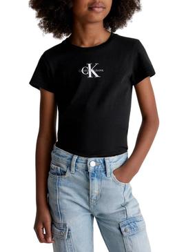 T-Shirt Calvin Klein Micro Monogram Preto Menina