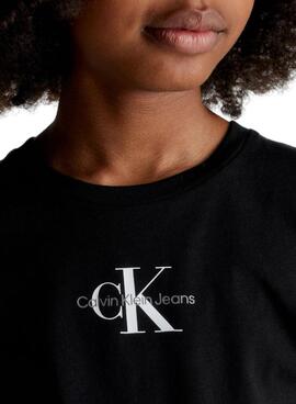 T-Shirt Calvin Klein Micro Monogram Preto Menina