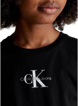 T-Shirt Calvin Klein Micro Monogram Preto Menina