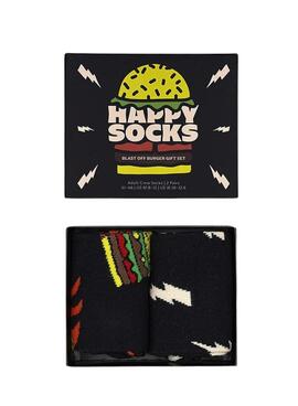 Pack 2 Happy Socks Hambúrguer Presente para Homem e Mulher