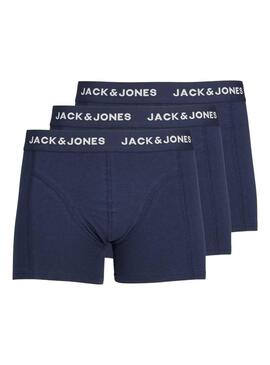 Pack 3 Cuecas Jack & Jones Azul Marinho Homem