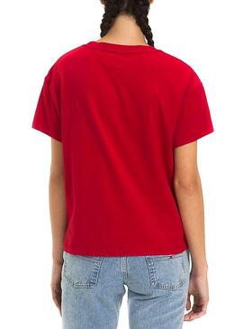 T-Shirt Tommy Jeans Layer Graphics Vermelho Mulher