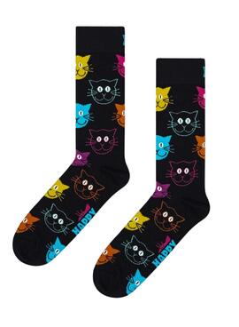 Maias Happy Socks Cat Pretos Homem e Mulher