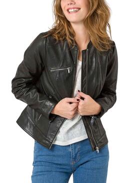 Casaca Naf Naf Pele Preto para Mulher