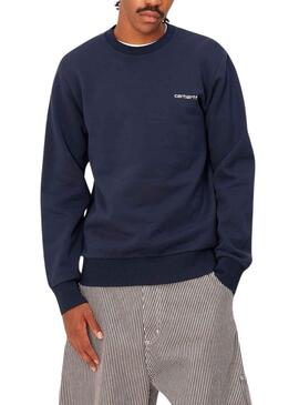 Sweat Carhartt Script Bordado Azul Marinho Homem