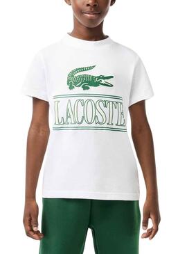 T-Shirt Lacoste De Knitted Printed Branco Menino