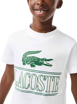 T-Shirt Lacoste De Knitted Printed Branco Menino