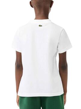 T-Shirt Lacoste De Knitted Printed Branco Menino