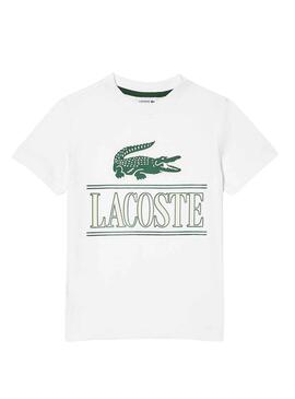T-Shirt Lacoste De Knitted Printed Branco Menino