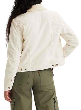 Casaca Denim Levis Original Sherpa Beige Mulher