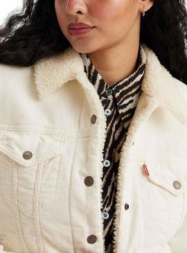 Casaca Denim Levis Original Sherpa Beige Mulher