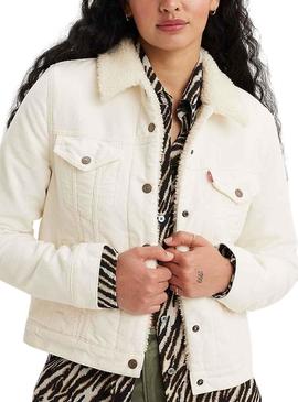 Casaca Denim Levis Original Sherpa Beige Mulher