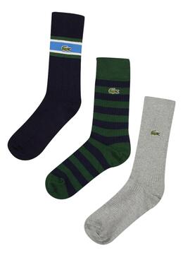 Pack 3 Maias Lacoste Verde Listras Homem