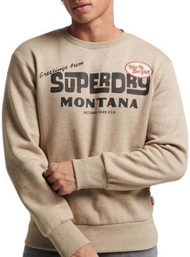 Sweat Superdry Travel Postal Marrom Homem