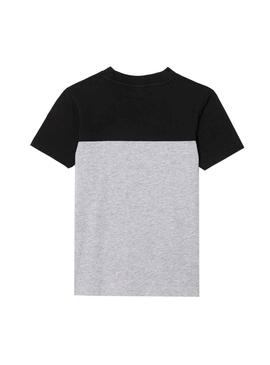 T-Shirt Lacoste Cor Block Cinza para Menino Menina