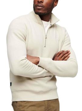 Sweat Superdry Essential Half Zip Beige Homem