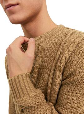 Camisola Jack & Jones Craig Knit Tostado Homem