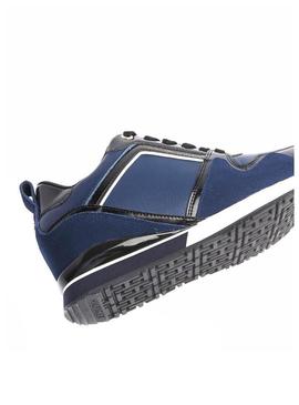 Sapatilhas Tommy Hilfiger Couro Cunha Azul Mulher