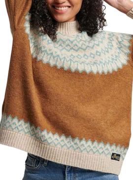 Camisola Superdry Slouchy Pattern Tostada para Mulher.