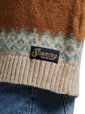 Camisola Superdry Slouchy Pattern Tostada para Mulher.