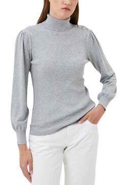 Camisola Naf Naf Knitted Ribbed Cinza para Mulher