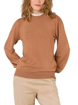 Camisola Naf Naf Gola Extraível Camel para Mulher