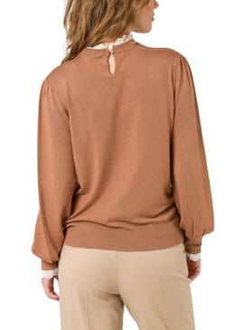 Camisola Naf Naf Gola Extraível Camel para Mulher