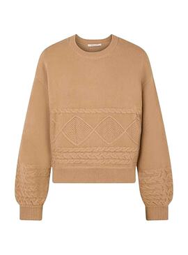 Camisola Naf Naf Bordados Camel para Mulher