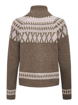 Camisola Only Mathilda Jacquard Marrom para Mulher