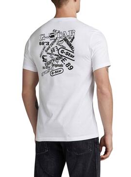 T-Shirt G-Star Back Graphic Slim Branco Homem