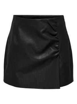 Saia Only Sim Faux Leather Preto para Mulher