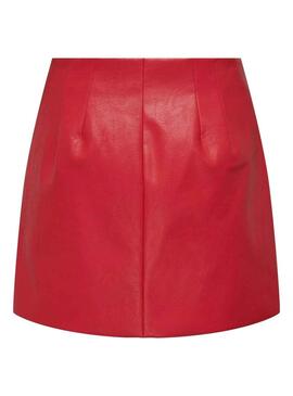 Saia Only Sim Faux Leather Vermelho para Mulher