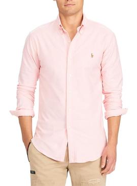 Camisa Polo Ralph Lauren Oxford Rosa Homem