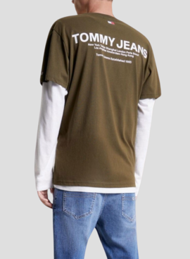 T-Shirt Tommy Jeans Linear Back Verde Homem