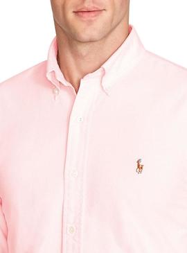 Camisa Polo Ralph Lauren Oxford Rosa Homem