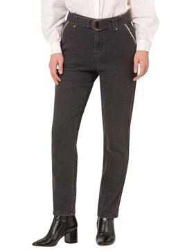 Pantalon Naf Naf Vivo Lurex Preto para Mulher