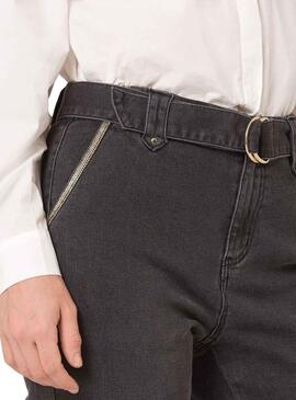Pantalon Naf Naf Vivo Lurex Preto para Mulher