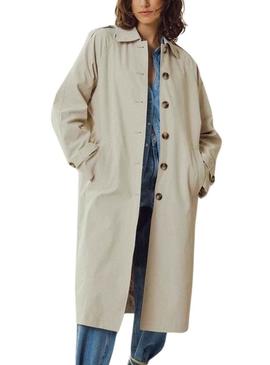 Trench coat Vila Vibalinja Beige para Mulher