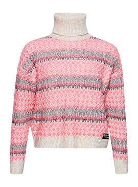 Camisola Superdry Roll Neck Rosa para Mulher