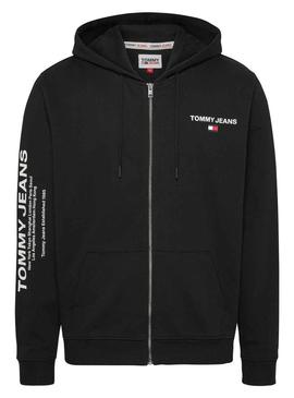 Sweat Tommy Jeans Reg Entry Zip Preto Homem