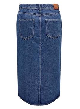 Saia Denim Only Biamjca Midi Medium Blue Mulher