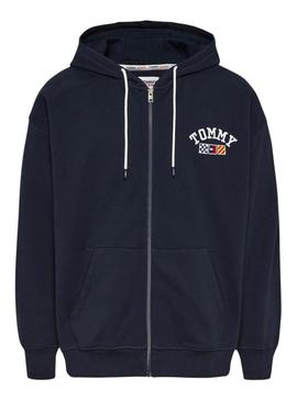 Sweat Tommy Jeans Zip Azul Marinho para Homem