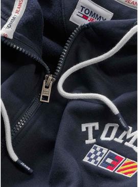 Sweat Tommy Jeans Zip Azul Marinho para Homem