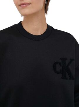 Sweat Calvin Klein Chenille Preto para Mulher