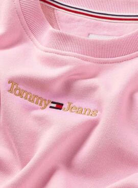 Sweat Tommy Jeans Gold Linear Rosa para Mulher