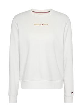 Sweat Tommy Jeans Gold Linear Branco Mulher